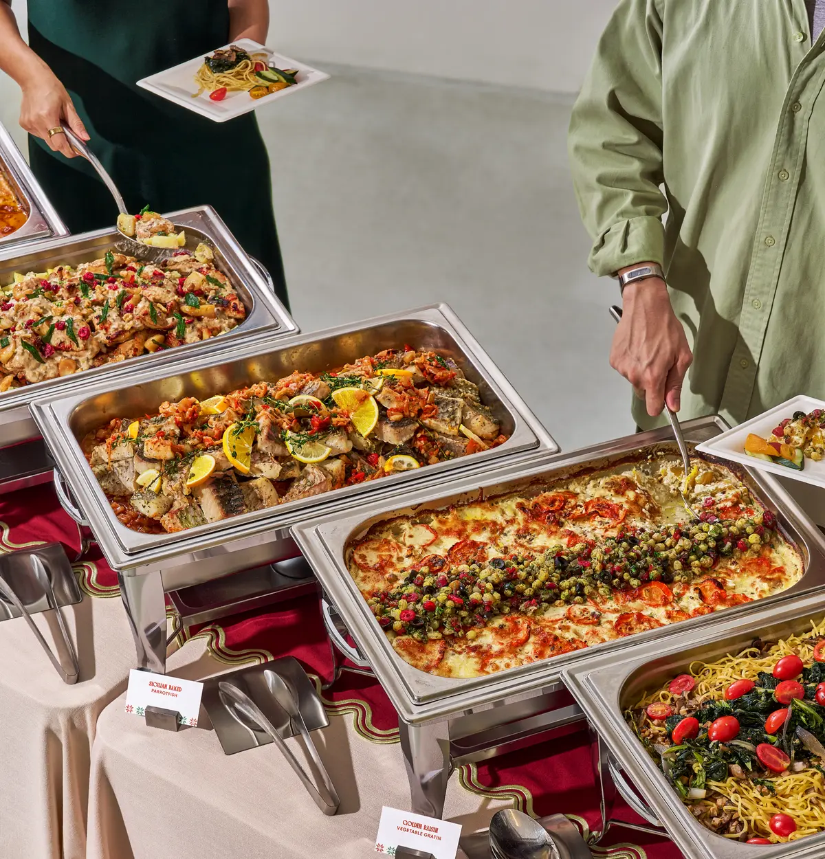 Grain Christmas buffet line